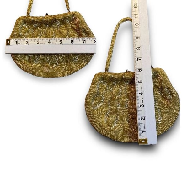 Vintage 1950’s Gold Hand Beaded Sequin Evening Bag Handbag Clutch - Picture 11 of 11
